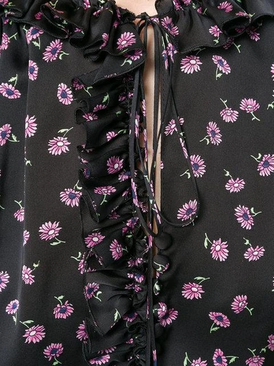 Shop Magda Butrym Floral Print Ruffle Blouse In Black