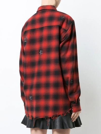 Shop Amiri Crystal Checked Flannel Shirt - Red