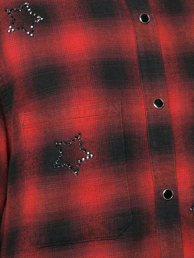 Shop Amiri Crystal Checked Flannel Shirt - Red