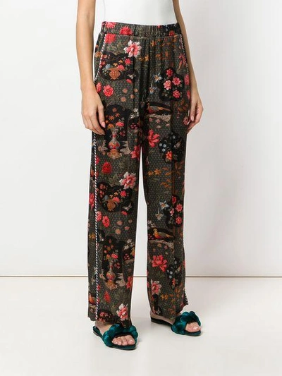 Shop Shirtaporter Floral Print Trousers - Black