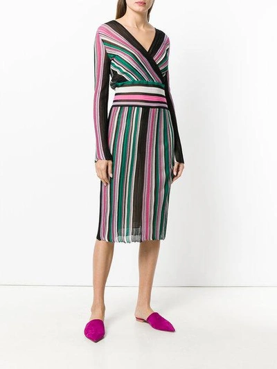 Shop Missoni Striped Wrap Dress - Multicolour