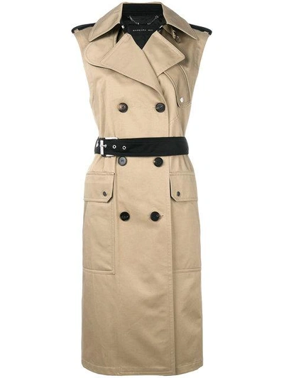 Shop Barbara Bui Sleeveless Trench Coat In Brown