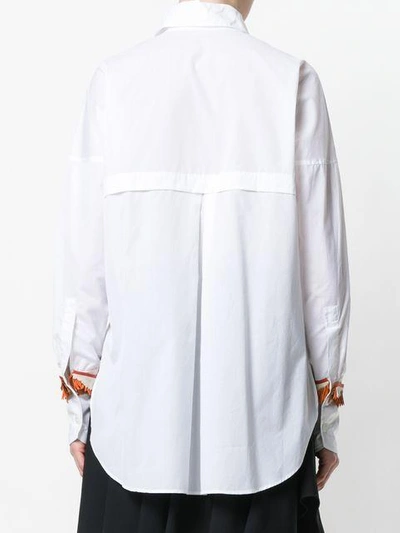 Shop Antonia Zander Fringed Leather Trim Shirt - White