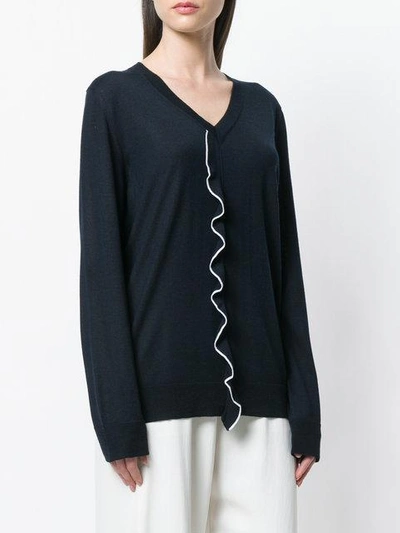 Shop Agnona Ruffle Front Sweater - Blue