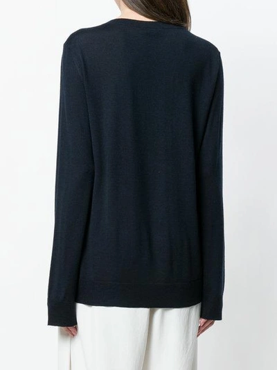 Shop Agnona Ruffle Front Sweater - Blue