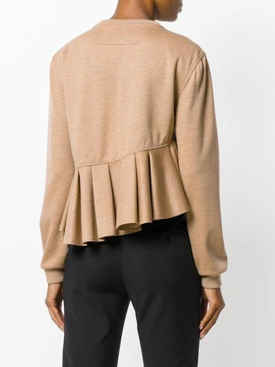 Shop Givenchy Frill Flared Knitted Top In Brown