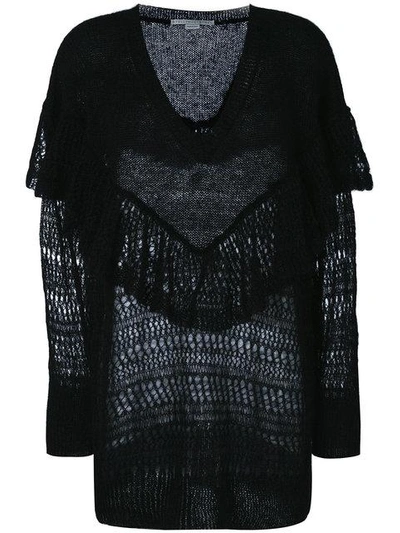 Shop Stella Mccartney Ruffle Neck Sweater In Black