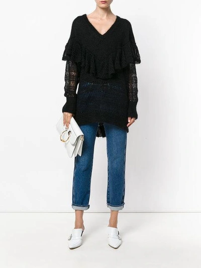 Shop Stella Mccartney Ruffle Neck Sweater In Black