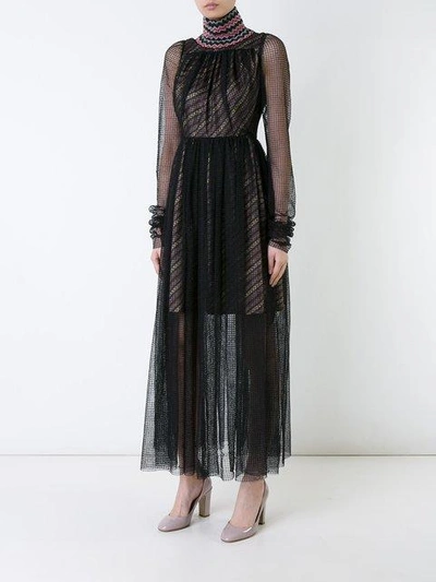 Shop Katharine Hamnett Beaded Neck Sheer Dress - Black