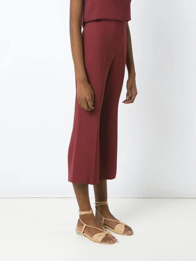 Shop Andrea Marques Cropped Wide Leg Trousers - Red