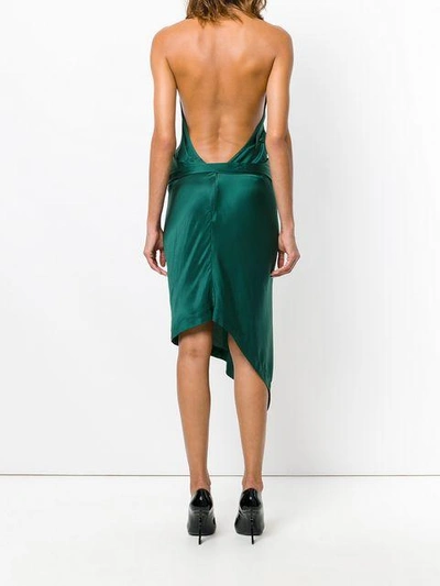 Shop Saint Laurent Satin Asymmetric Halter Dress