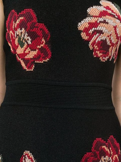 Shop Alexander Mcqueen Rose Tapestry Mini Knit Dress - Black