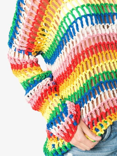 Shop Mira Mikati Rainbow Open Hand Crochet Sweater