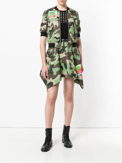 Shop Jeremy Scott Camouflage Cropped Bomber Jacket In Green
