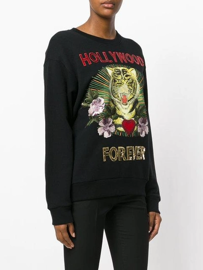 Shop Gucci Hollywood Forever Embroidered Sweatshirt In Black