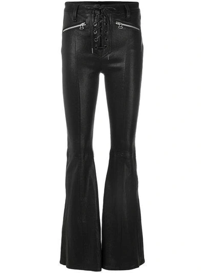 Shop Rag & Bone /jean Flared Trousers With Criss Cross Lace-up - Black