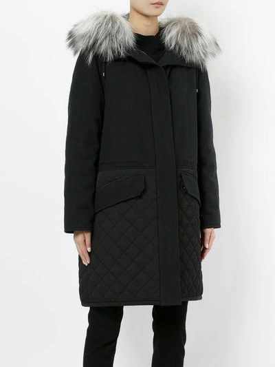 Shop Yves Salomon Quilted Hooded Parka