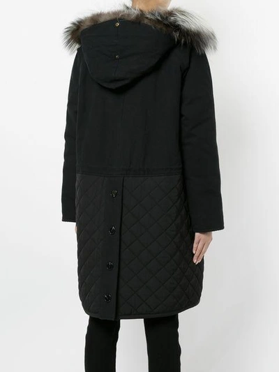Shop Yves Salomon Quilted Hooded Parka