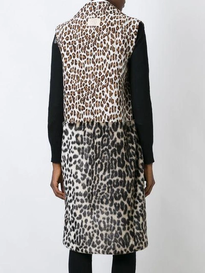 Shop Stella Mccartney Sleeveless Leopard Print Coat - Brown