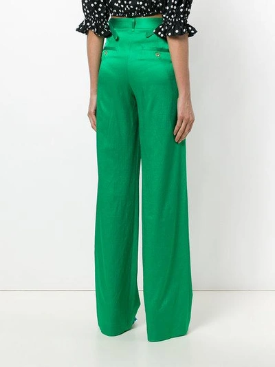 Shop Attico Satin Palazzo Pants In Green