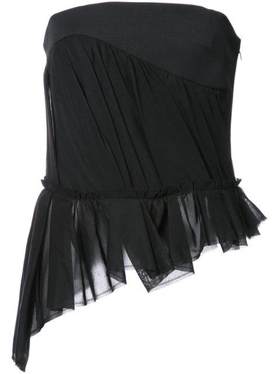 Shop Saint Laurent Voile Bustier Top In Black