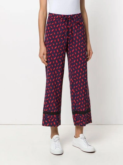 Shop P.a.r.o.s.h Lips Print Trousers In Blue