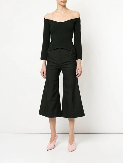 Shop Georgia Alice Bobby Cropped Flared Trousers In Blue