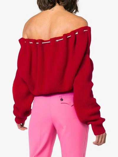 Shop Calvin Klein 205w39nyc Off Shoulder Knit Pullover In 623 Red