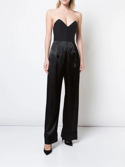 Shop Fleur Du Mal Fitted Corset Jumpsuit In Black