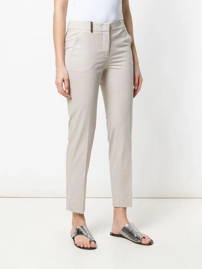 Shop Peserico Tailored Slim-fit Trousers - Neutrals
