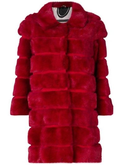 Shop Simonetta Ravizza Bevelled Fur Coat - Red