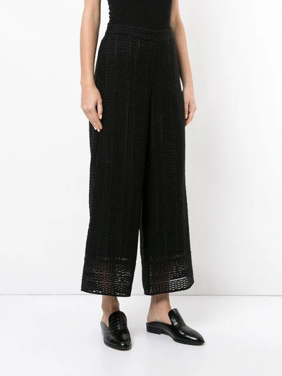 Shop Goen J Yarn-overlaid Organza Wide-leg Trousers In Black