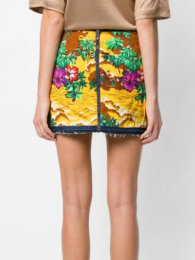 Shop Dsquared2 Hawaiian Print Denim Skirt