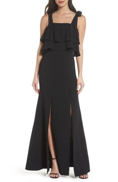 Shop C/meo Collective Be About You Ruffle Bodice Gown In Black