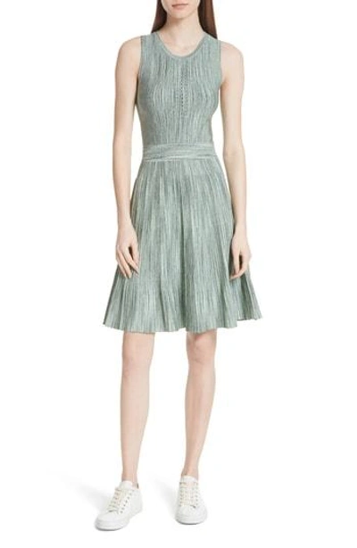Shop Sandro Stretch Knit Fit & Flare Dress In Green