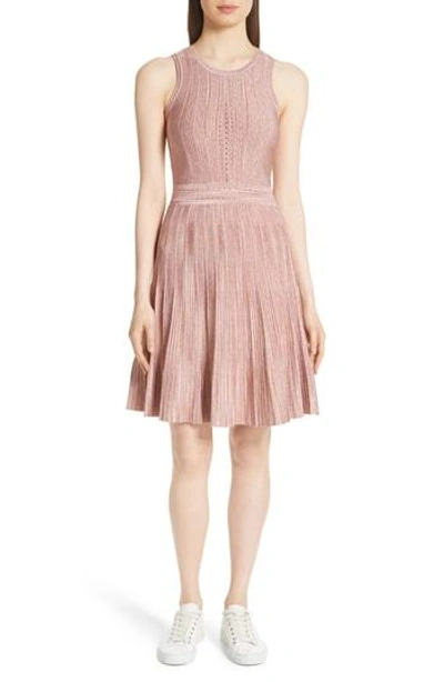 Shop Sandro Stretch Knit Fit & Flare Dress In Pink