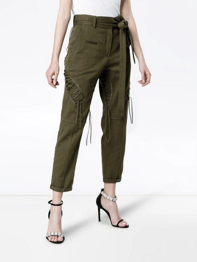 Shop Saint Laurent Laced Military Pants In Green
