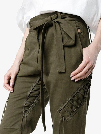 Shop Saint Laurent Laced Military Pants In Green