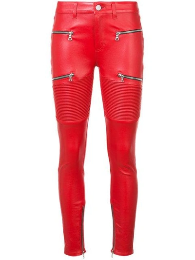 Shop Amiri Lx1 Skinny Leather Trousers In Red
