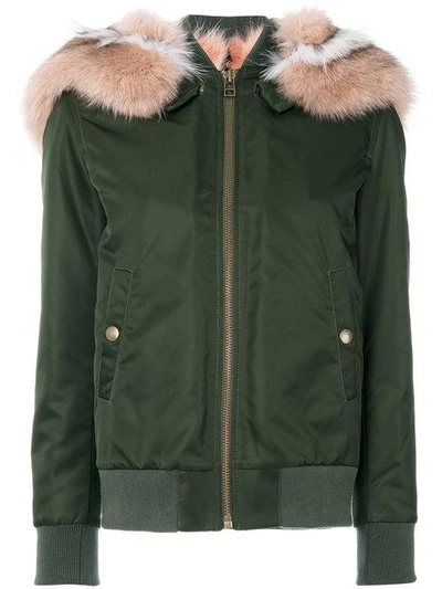 Shop Mr & Mrs Italy Fur Lining Bomber Jacket In Green