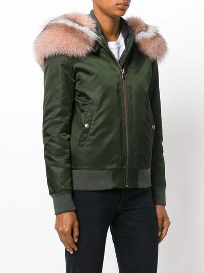 Shop Mr & Mrs Italy Fur Lining Bomber Jacket In Green