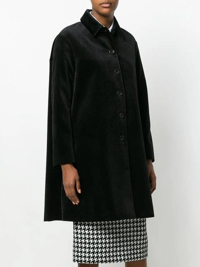 Shop Sara Battaglia Velvet Shirt Coat In Black