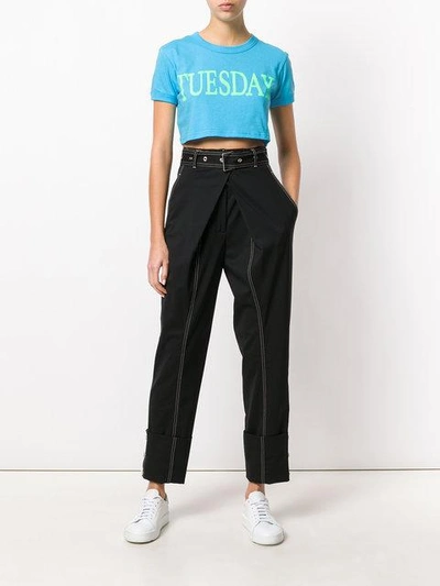 Shop Alberta Ferretti Tuesday Crop Top In Blue