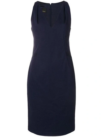 Shop Pinko Fitted Midi Dress - Blue