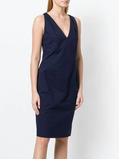 Shop Pinko Fitted Midi Dress - Blue