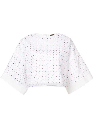 Shop Adam Lippes Embroidered Cropped T-shirt - White