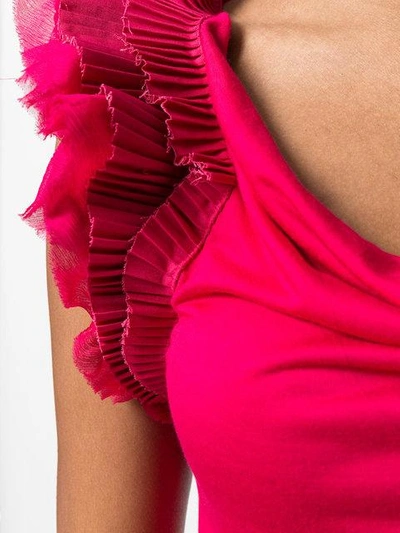 Shop Givenchy Frill Trim Slash Neck Blouse - Pink In Pink & Purple