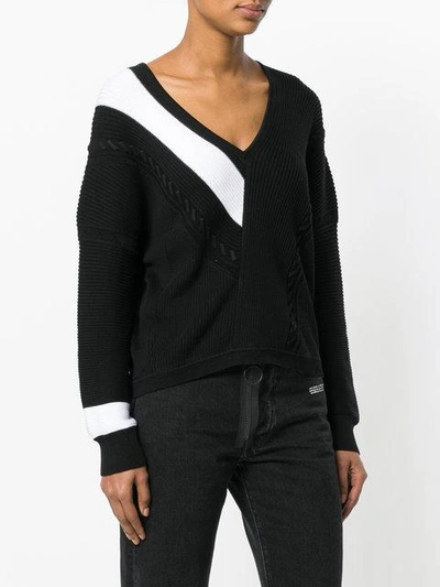 Shop Rag & Bone Contrast Panel Chunky Knit Sweater - Black