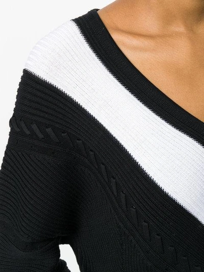 Shop Rag & Bone Contrast Panel Chunky Knit Sweater - Black