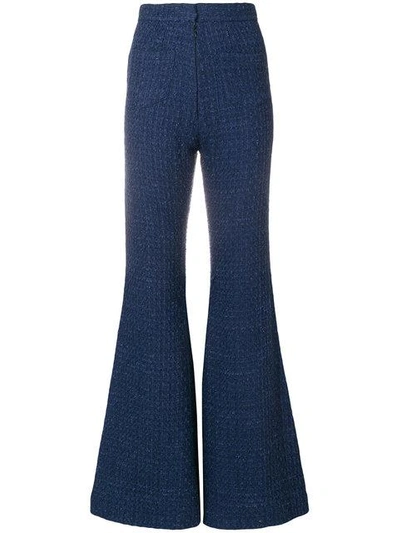 Shop Balmain Super Flared Trousers In Blue